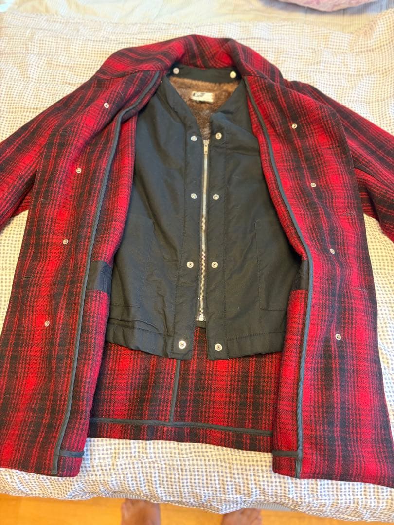 チェック柄コート