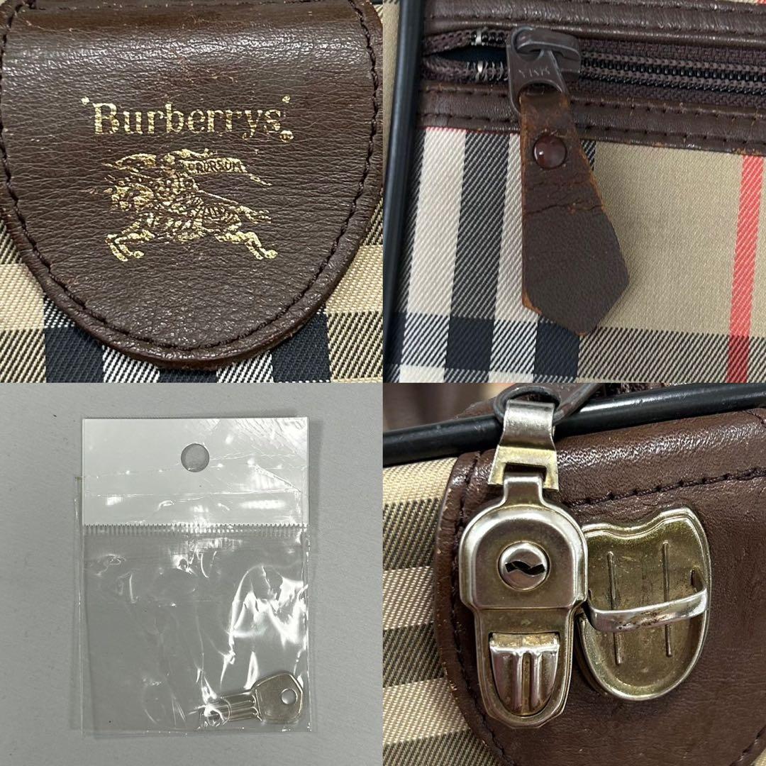 【極美品/鍵付】バーバリーズ ボストンバッグ 旅行バッグ ノバチェック 手提げ