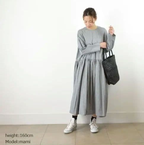 MidiUmi 今春新作シャンブレーギャザーワンピースF定価¥19,580