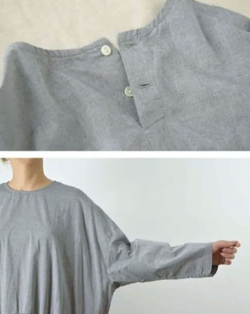 MidiUmi 今春新作シャンブレーギャザーワンピースF定価¥19,580