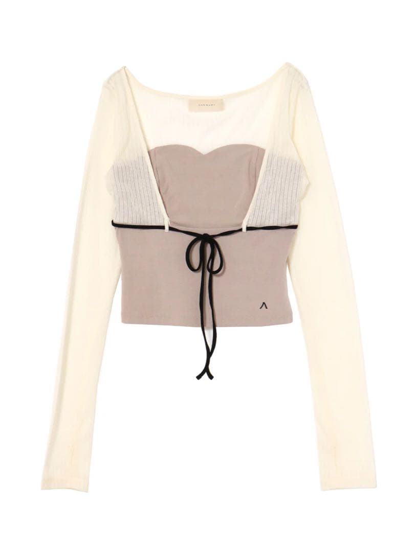 正規品 andmary Lona ribbon tops/white