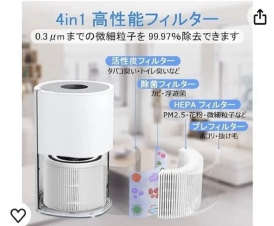 元値26000円✨新品の高性能フィルター＆最大18畳まで対応 空気清浄機