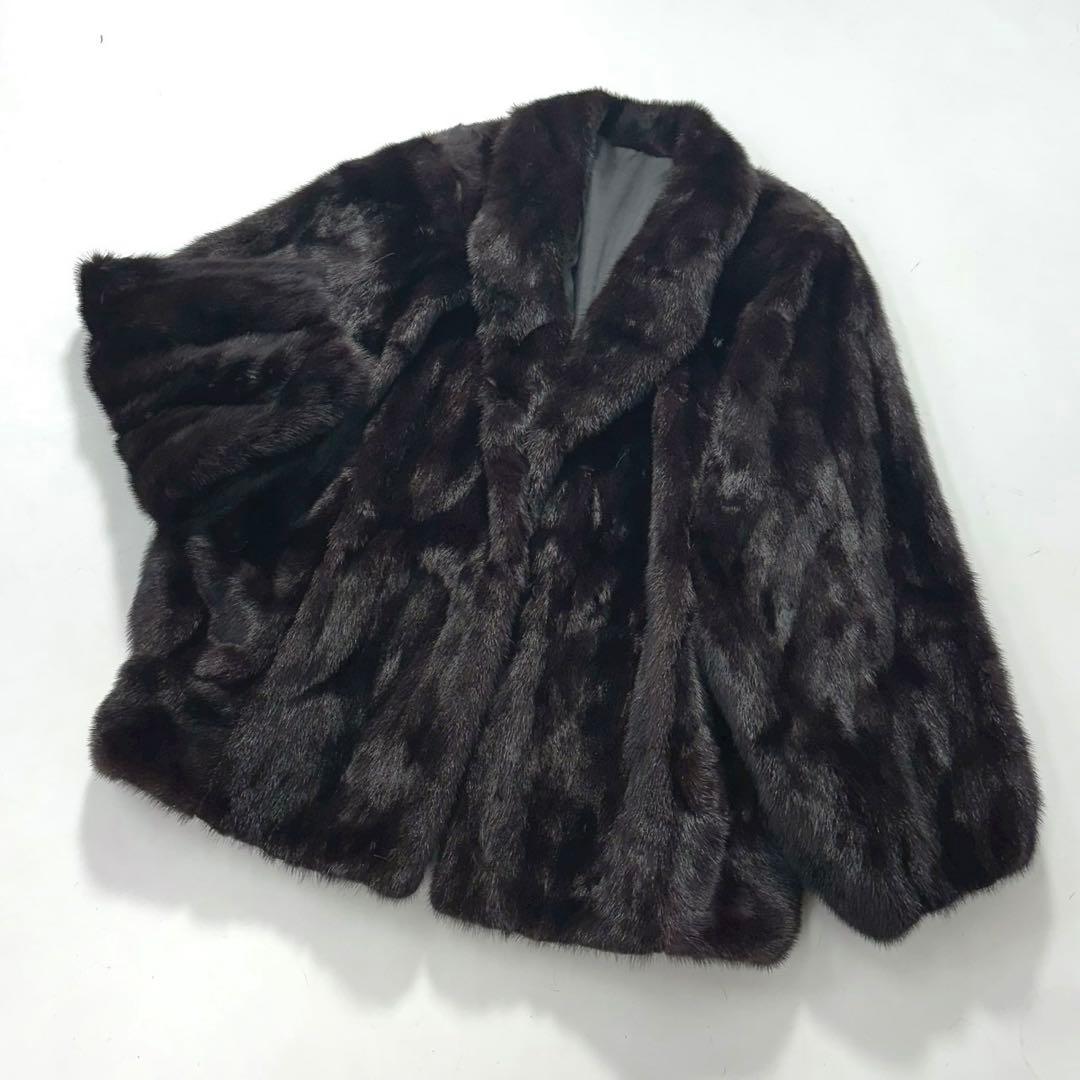 身幅72cm◎ダークミンク ファーコート 毛皮 本毛皮 ゆったりサイズ