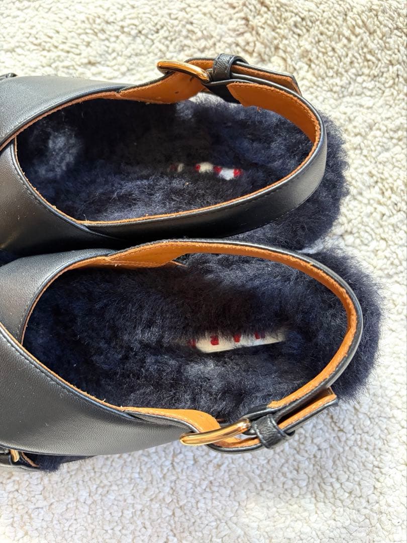 極美品 マルニ MARNI フスベットファークロスサンダル ボア スリッポン
