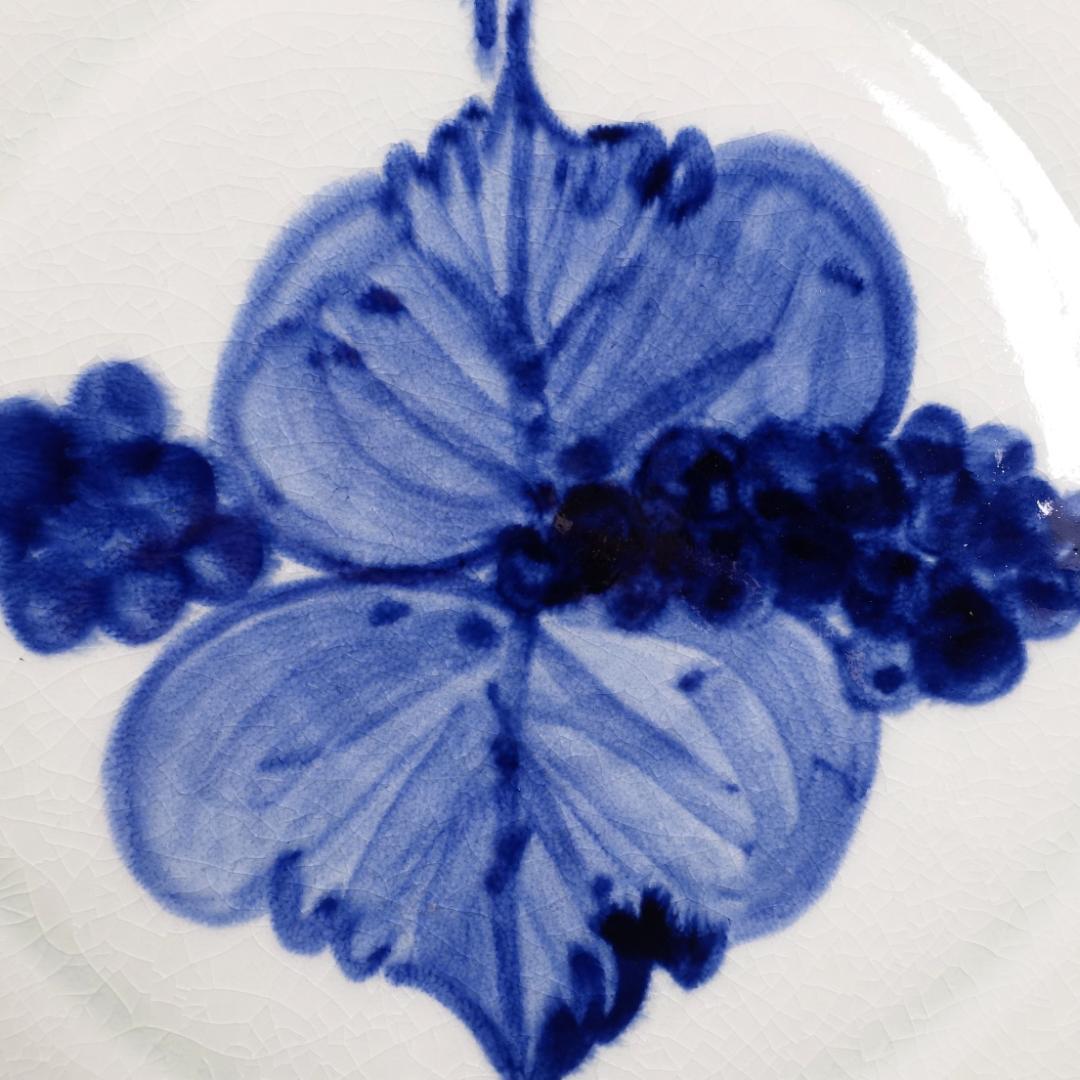 近藤濶（父:人間国宝 近藤悠三）大作 染付ぶどう絵 大皿 幅36.6cm 共箱