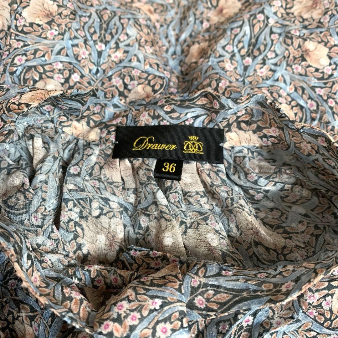 Drawer フラワープリントボウタイブラウス