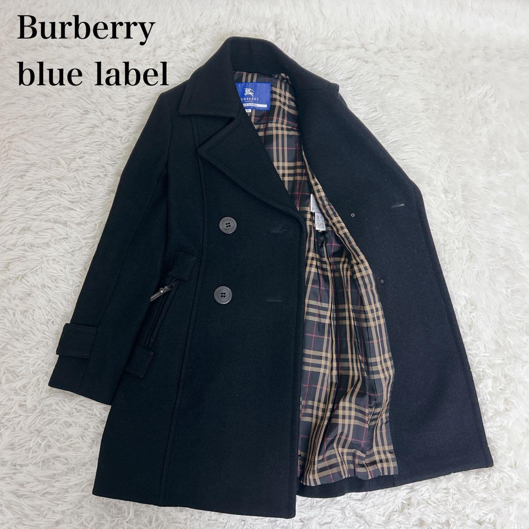極美品！バーバリーブルーレーベル ピーコート　ノバチェック　ロング　36