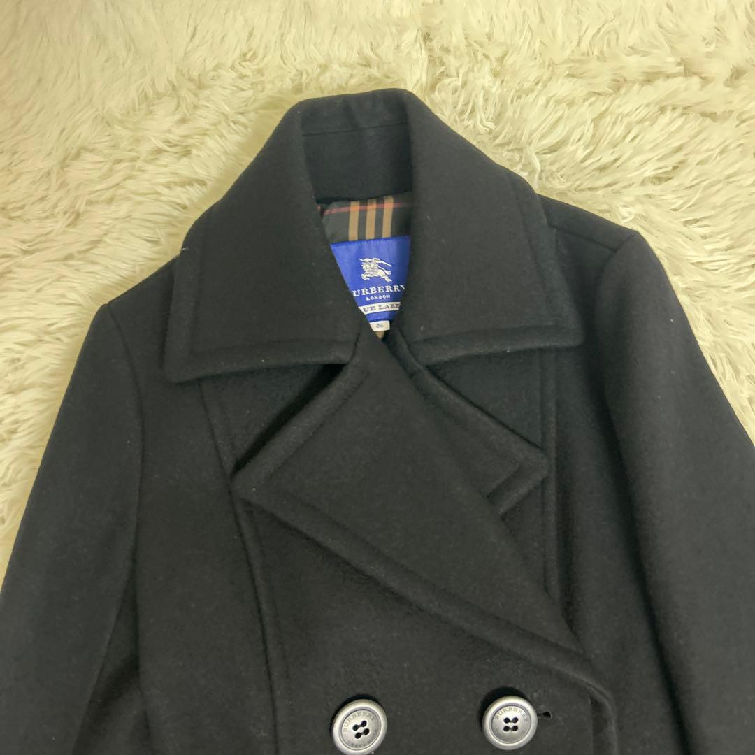 極美品！バーバリーブルーレーベル ピーコート　ノバチェック　ロング　36