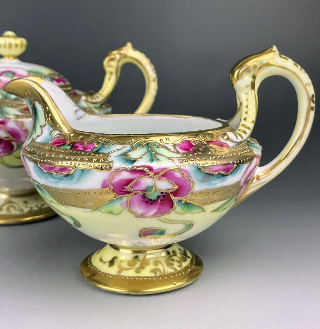 【希少】オールドノリタケ シュガーボウル クリーマー 金盛り アールヌーボー