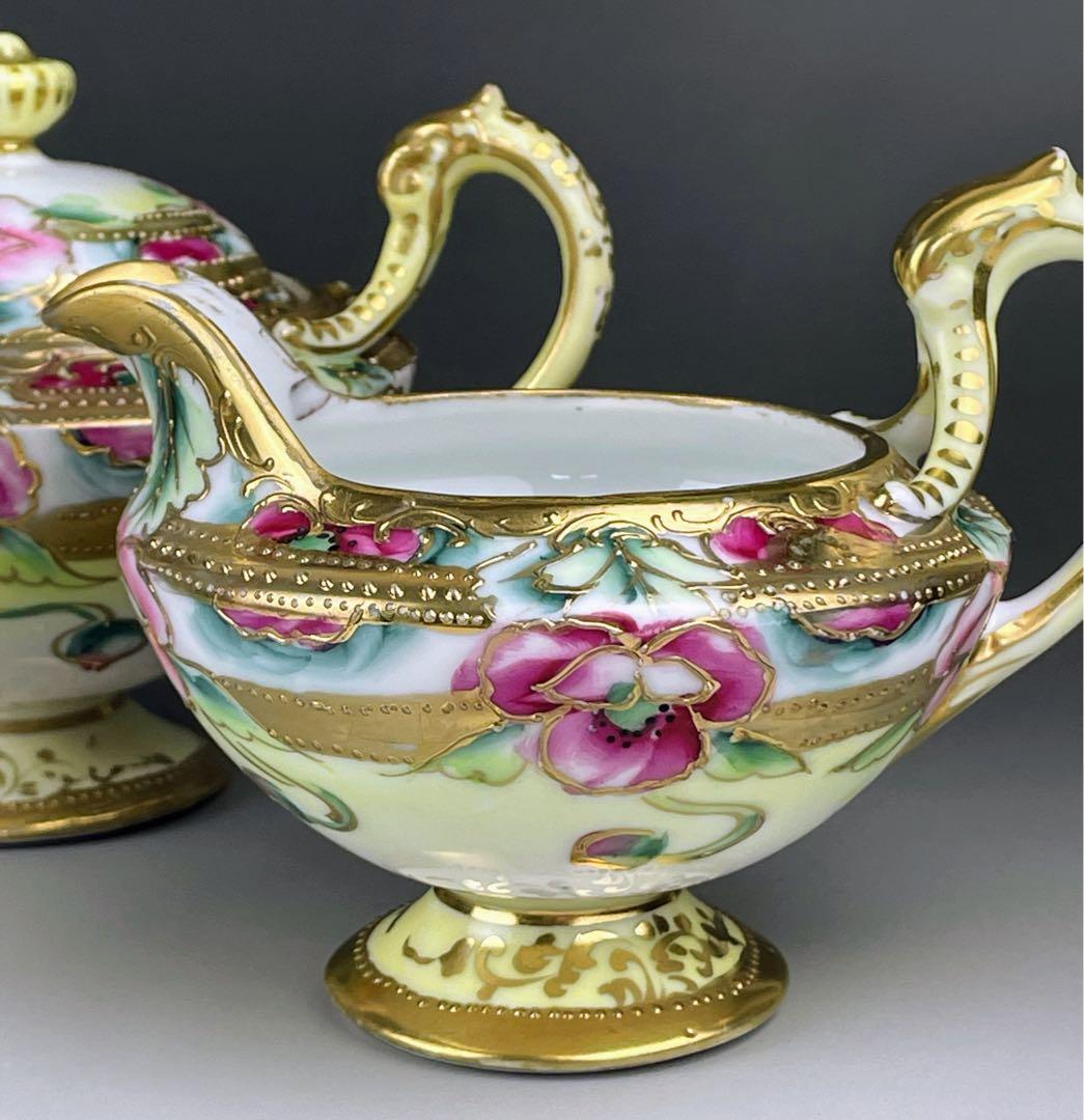 【希少】オールドノリタケ シュガーボウル クリーマー 金盛り アールヌーボー