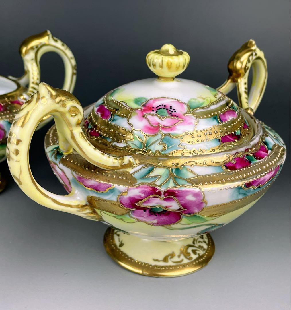 【希少】オールドノリタケ シュガーボウル クリーマー 金盛り アールヌーボー