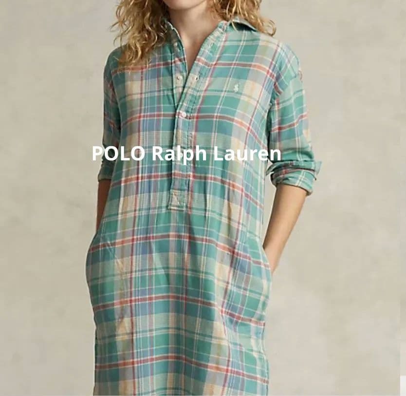 ポロラルフローレン マドラスチェックシャツワンピース 現行タグ