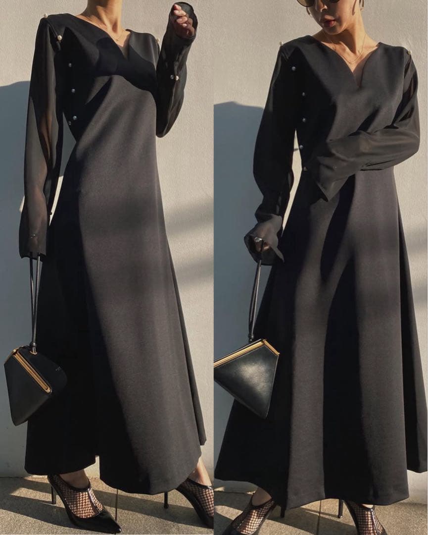 AMERI CHIC PEARL DRESS 定価20,350円 ブラックM
