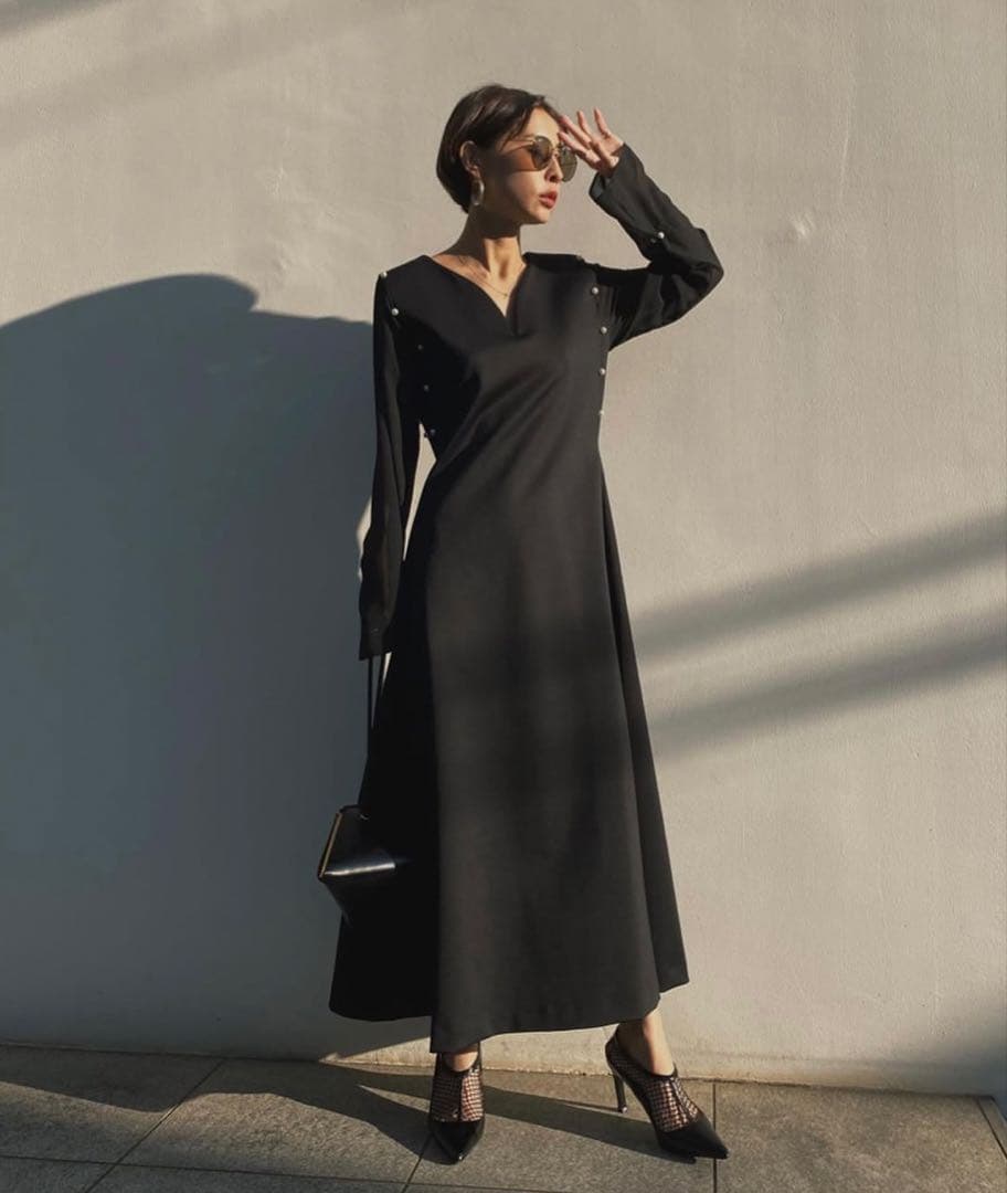 AMERI CHIC PEARL DRESS 定価20,350円 ブラックM