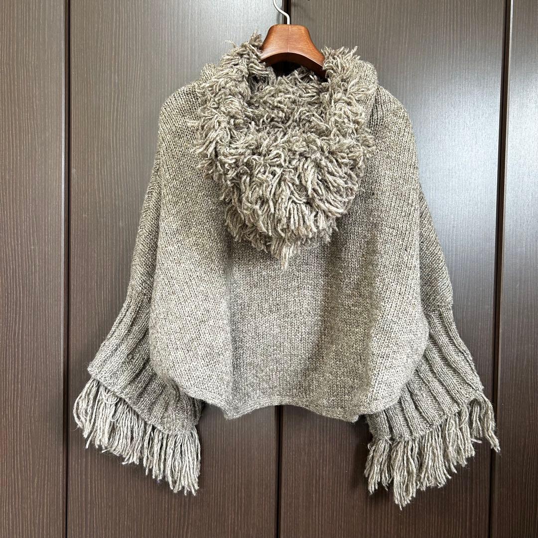 シェアスピリット ウールポンチョ フード付 茶 ネパール製　新品未着用　希少