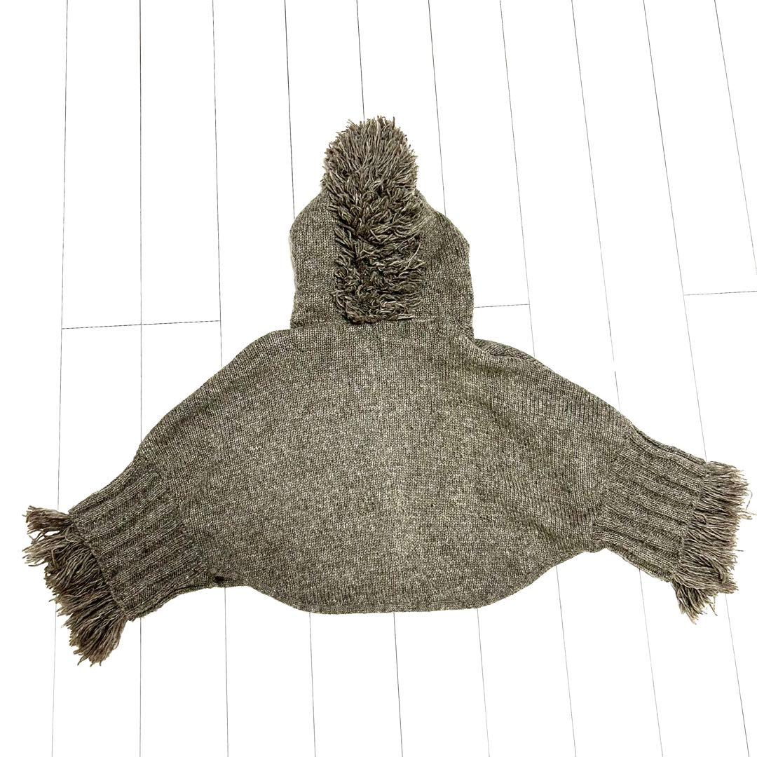 シェアスピリット ウールポンチョ フード付 茶 ネパール製　新品未着用　希少