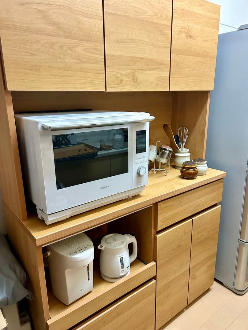 【最終値下げ　引っ越し】大川家具　ナチュラルウッド 食器棚 収納