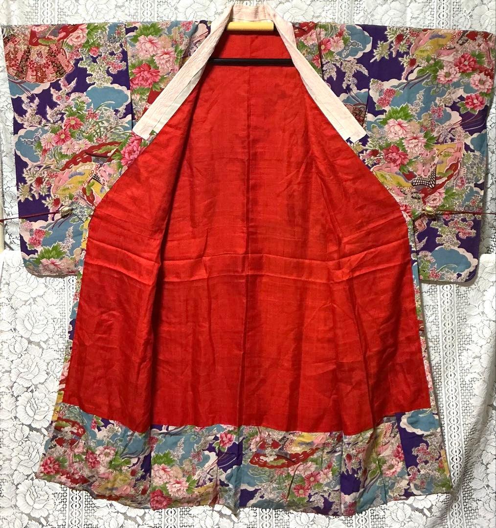 【アンティーク・大正ロマン】鮮やかな総柄の長襦袢　正絹　希少　A511