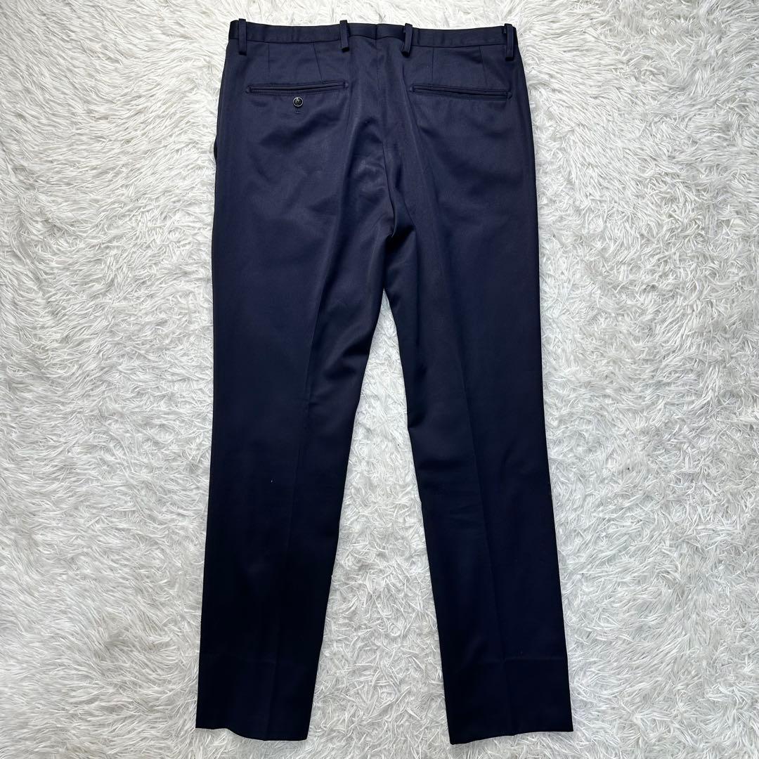 極美品 スーツセレクト 3ピース シルク混 光沢 リバーシブルジレネイビー A6