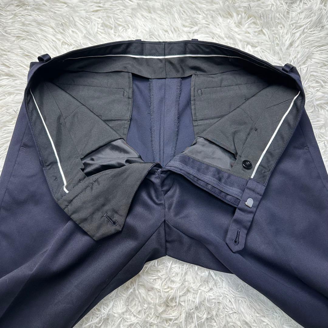 極美品 スーツセレクト 3ピース シルク混 光沢 リバーシブルジレネイビー A6