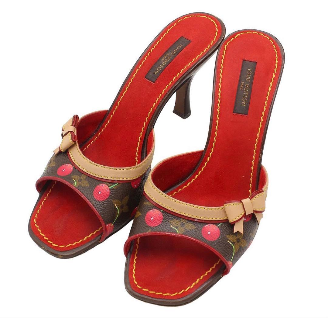 R2882 ルイヴィトン モノグラムチェリー ミュール サンダル 36 1/2
