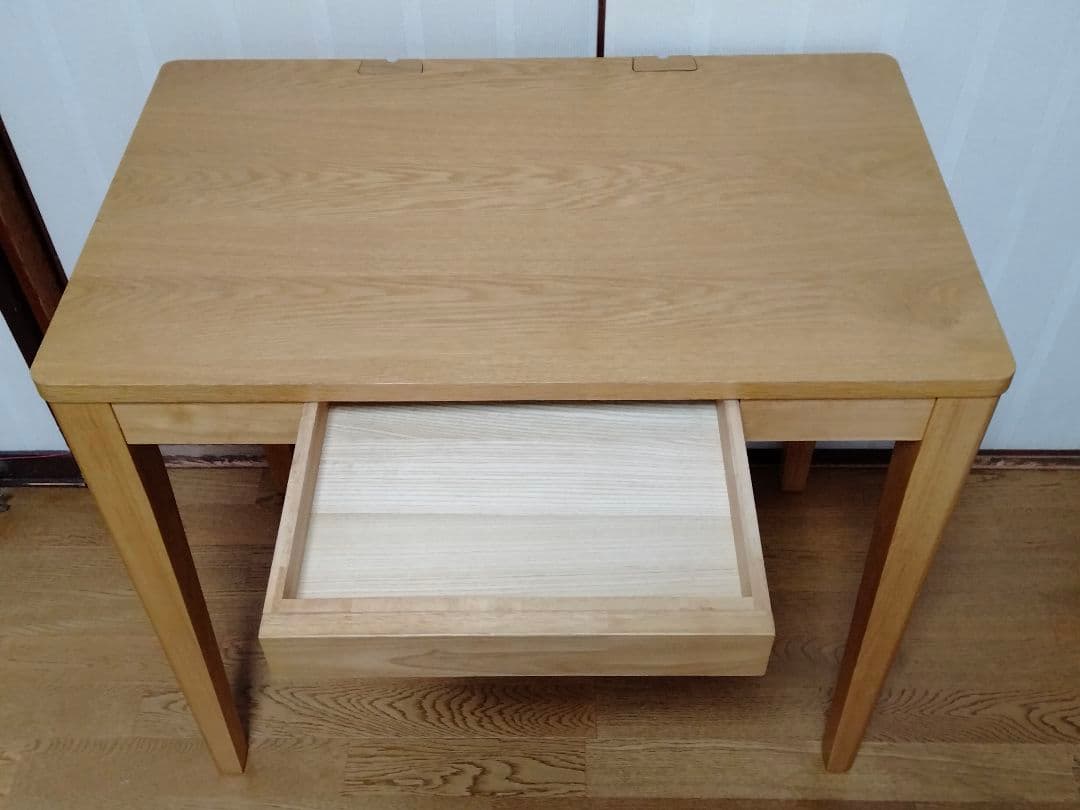【美品】天然木 北欧スタイル オーク材 学習机 パソコンデスク 引き出し付き
