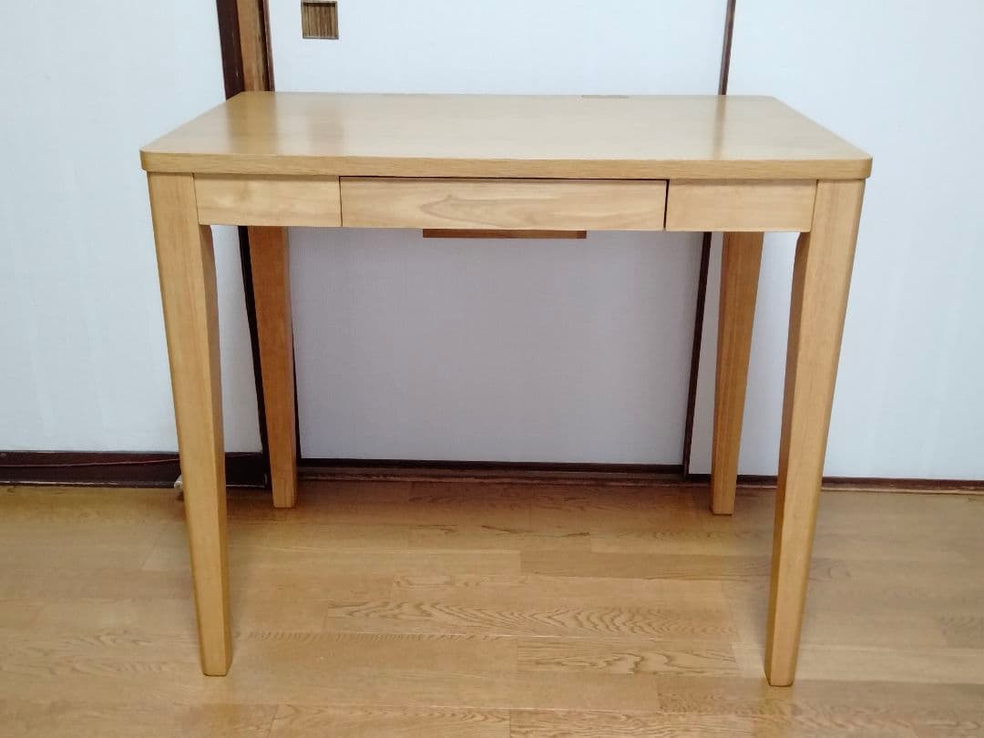 【美品】天然木 北欧スタイル オーク材 学習机 パソコンデスク 引き出し付き