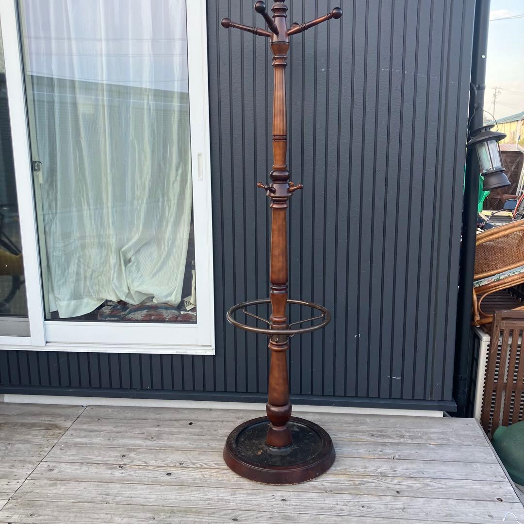 昭和レトロ カリモク 木製 ポールハンガー ハンガーラック 傘立て ビンテージ