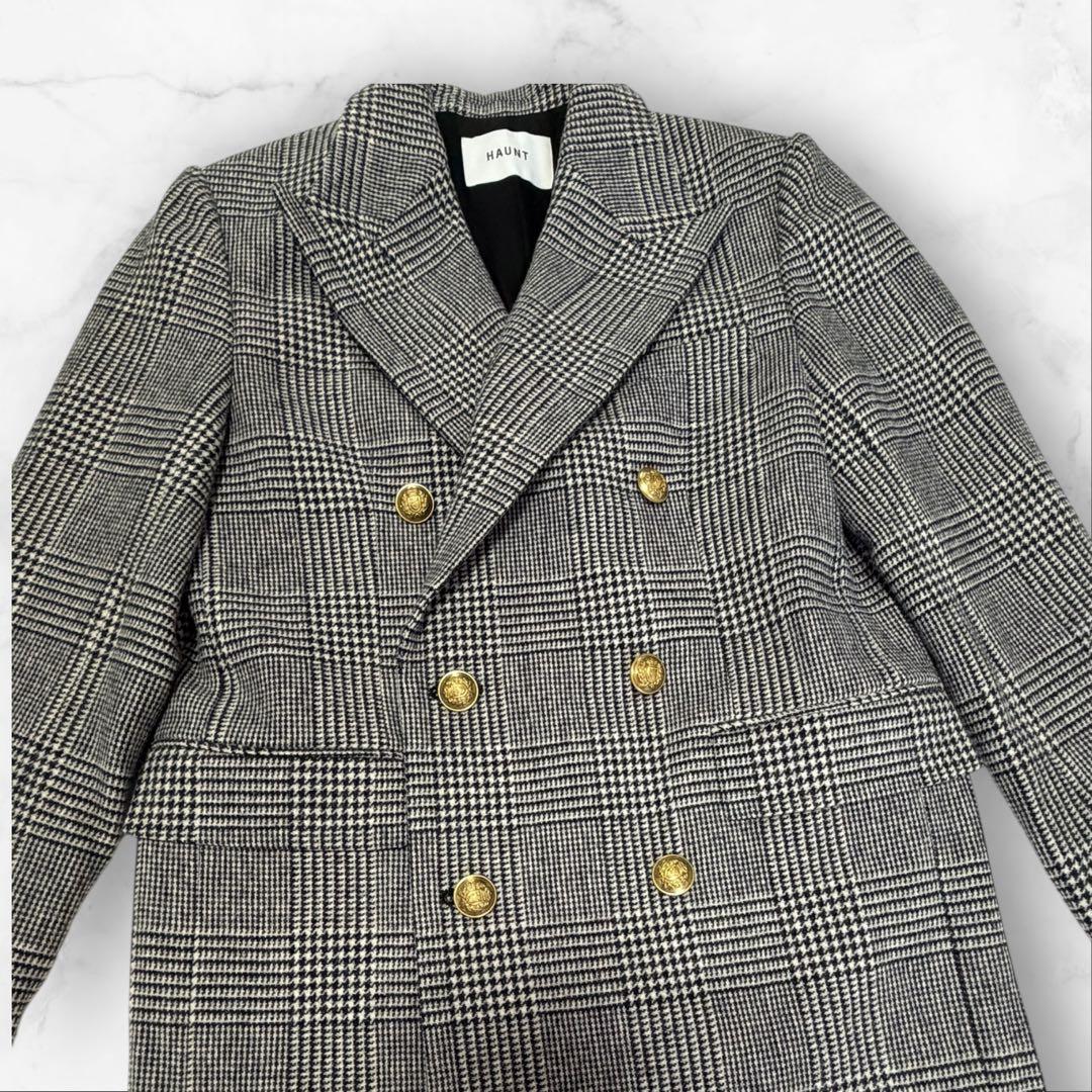 美品✨　ハウント 金ボタン ダブルブレスト ジャケット グレンチェック