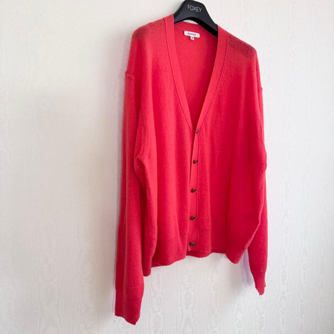 早春コーデ★BLAMINK極上シルクカシミヤ オレンジ カーディガン ブラミンク