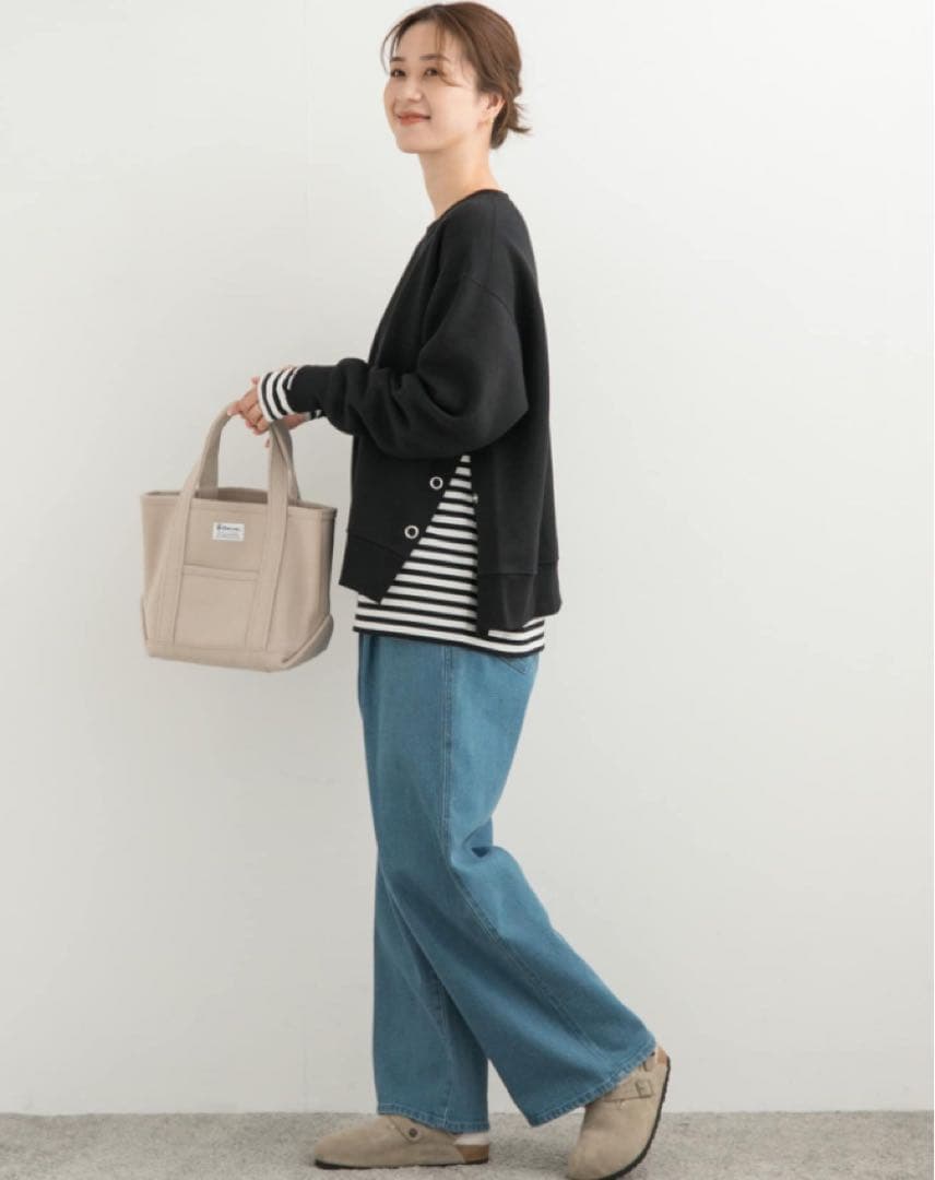 【新品・タグ付き】 『 UR TECH』　裏起毛サイド釦スウェット BLACK