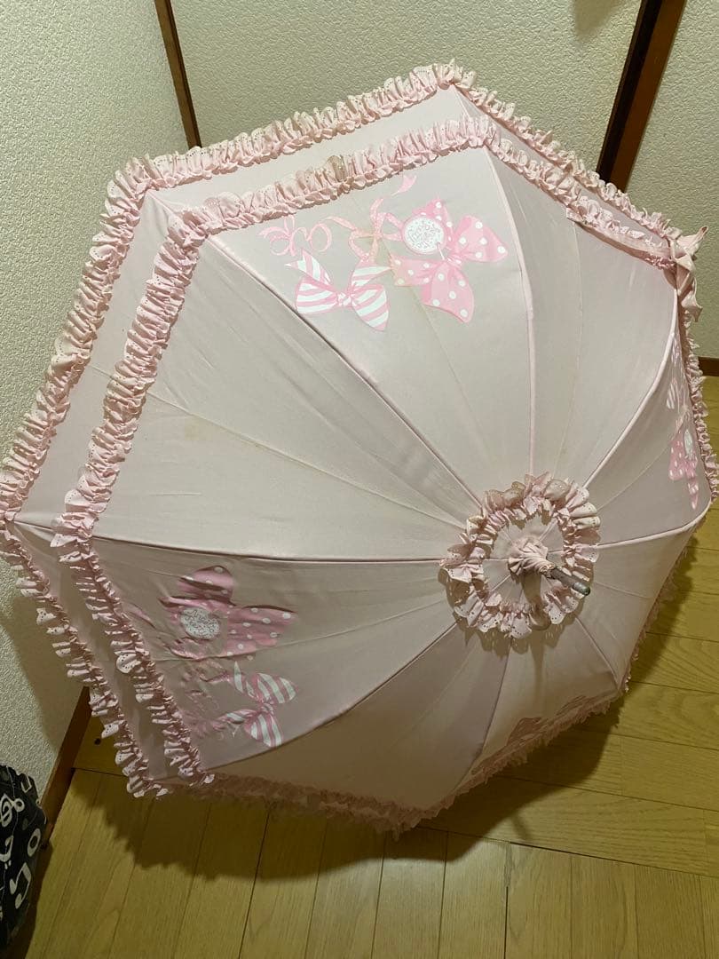 Angelic Pretty ピンクリボン日傘 使用感汚れあり