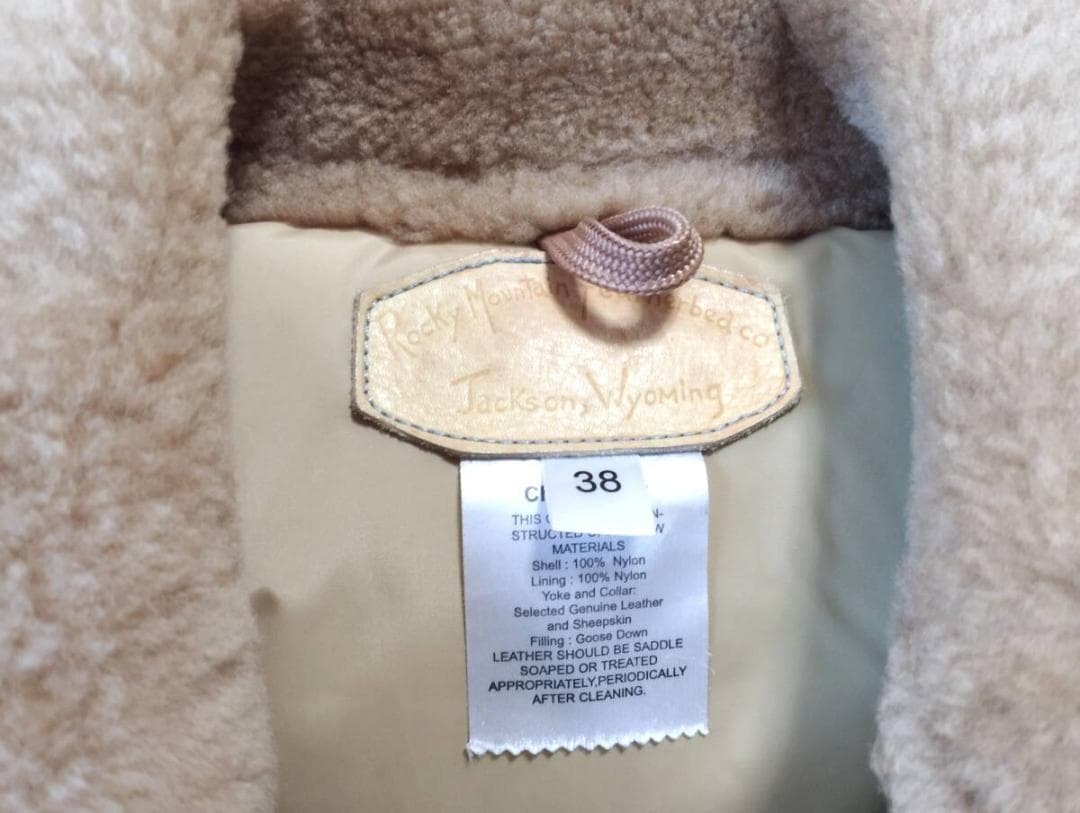 ロッキーマウンテンChristyダウンベスト 38 ボア襟 ライトブルー