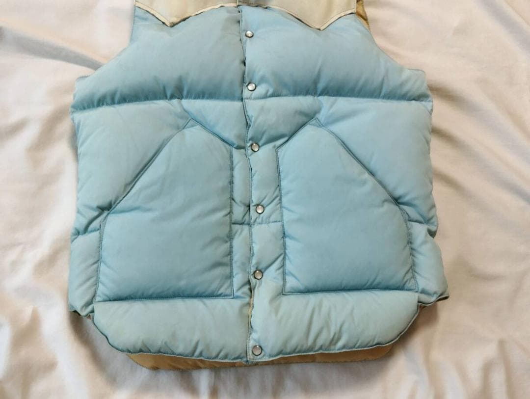 ロッキーマウンテンChristyダウンベスト 38 ボア襟 ライトブルー