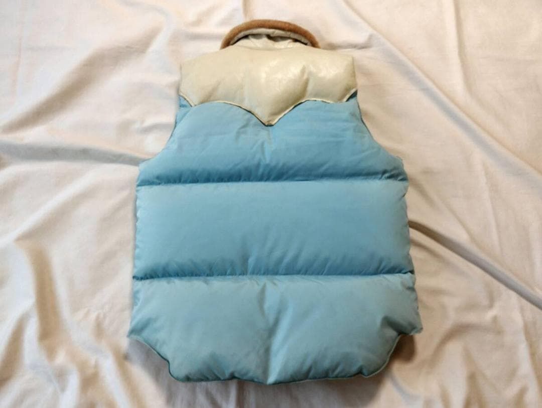 ロッキーマウンテンChristyダウンベスト 38 ボア襟 ライトブルー