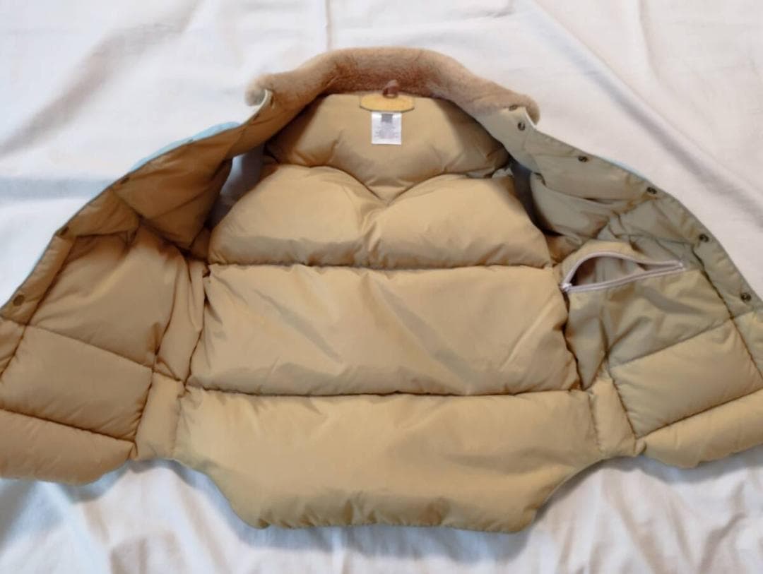 ロッキーマウンテンChristyダウンベスト 38 ボア襟 ライトブルー