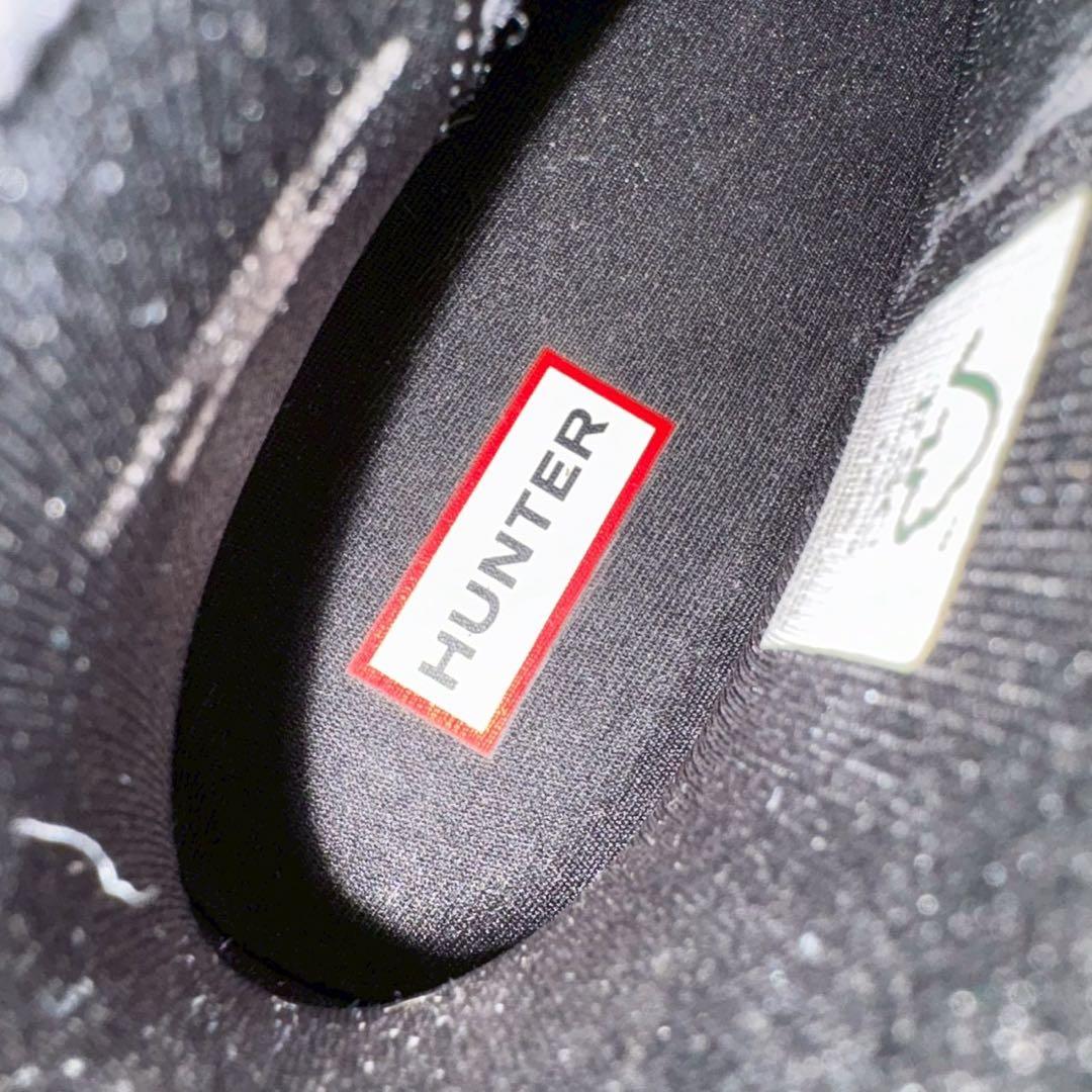 【美品】HUNTER レインブーツ ショート 24cm サイドゴア ブラック