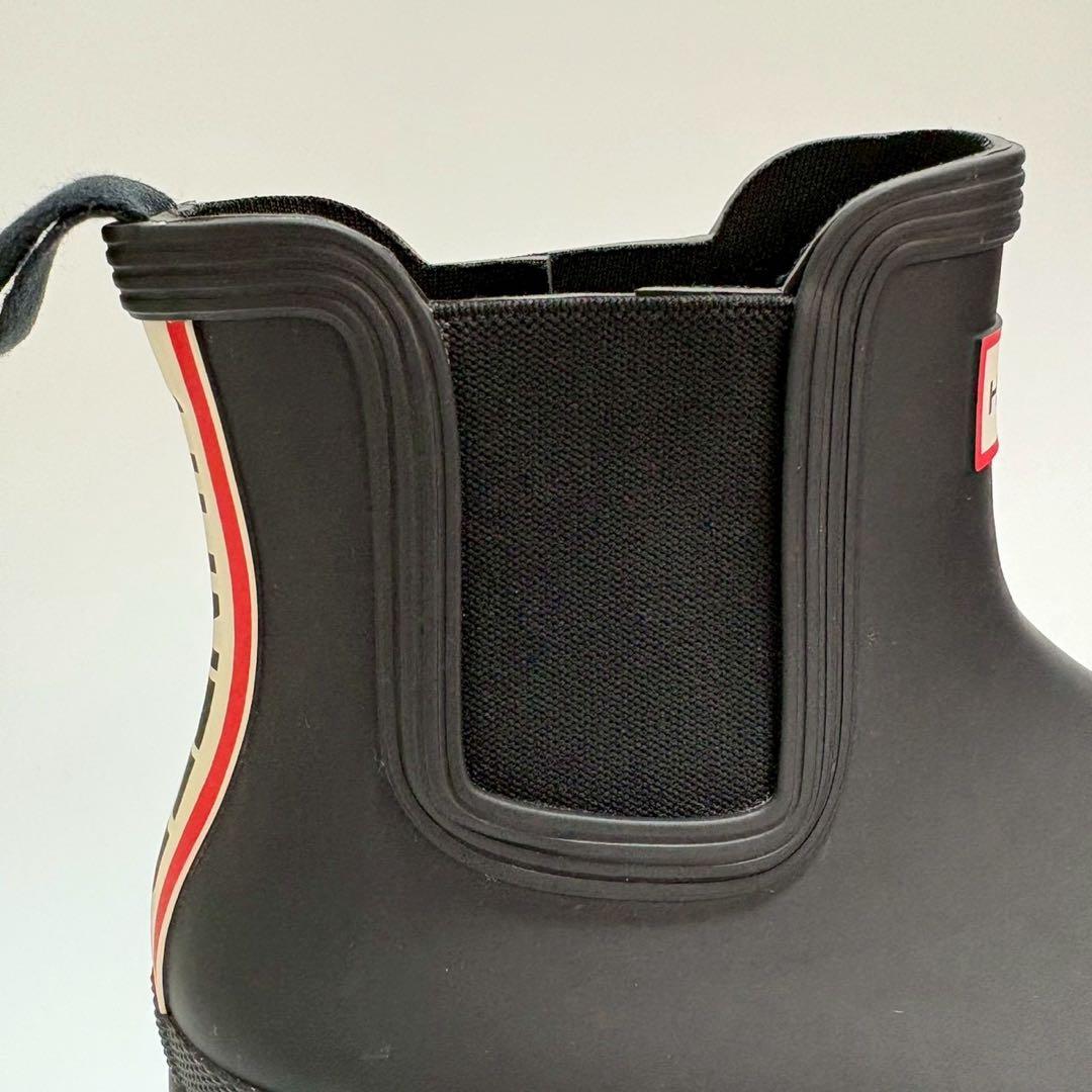 【美品】HUNTER レインブーツ ショート 24cm サイドゴア ブラック