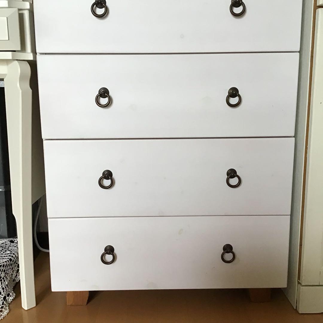 フレンチカントリー ホワイト木製チェスト 6引き出し 5段 ツートン