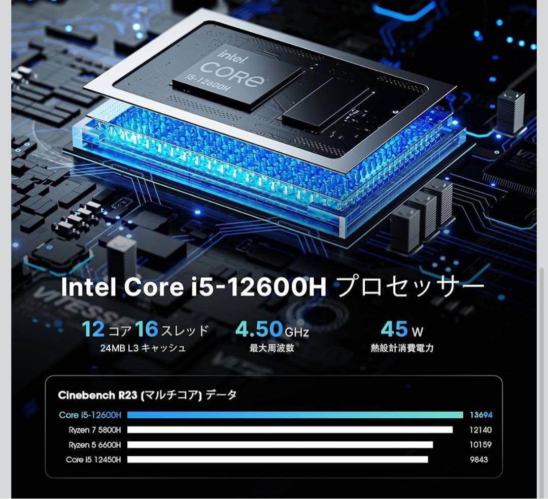 601001インテル ミニPC i5 12600H BOSGAME P2Lite