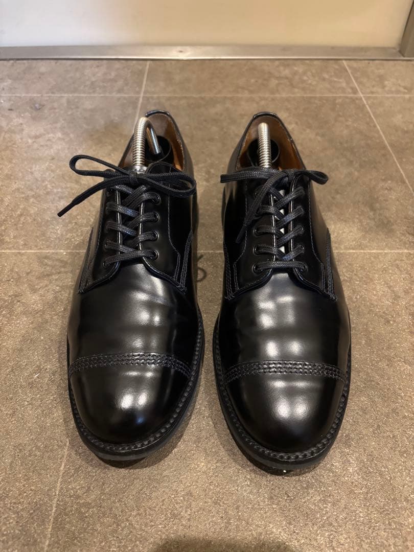 黒 レザー レースアップシューズ