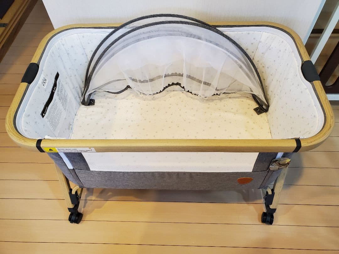 HZDMJ 2024新型ベビーベッド コンパクト　折りたたみ　グレー