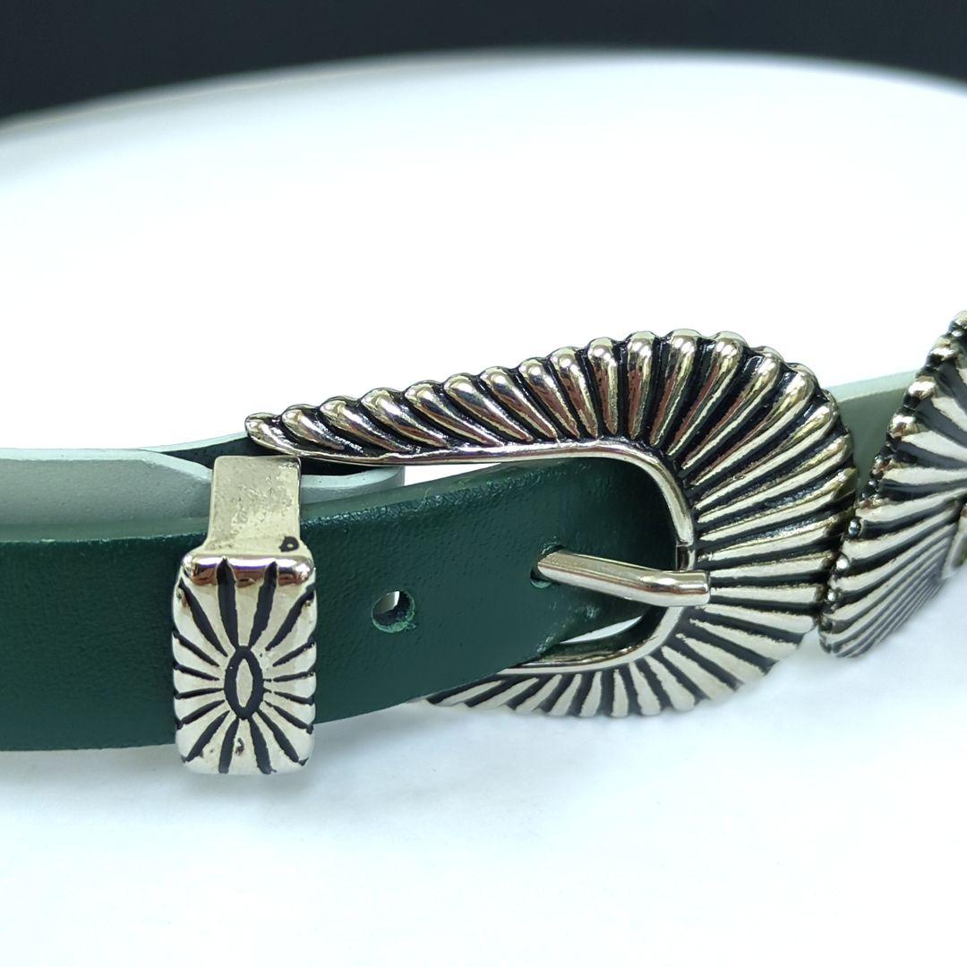 TOGA PULLA トーガプルラ ダブルバックルベルトグリーン 65～67.5