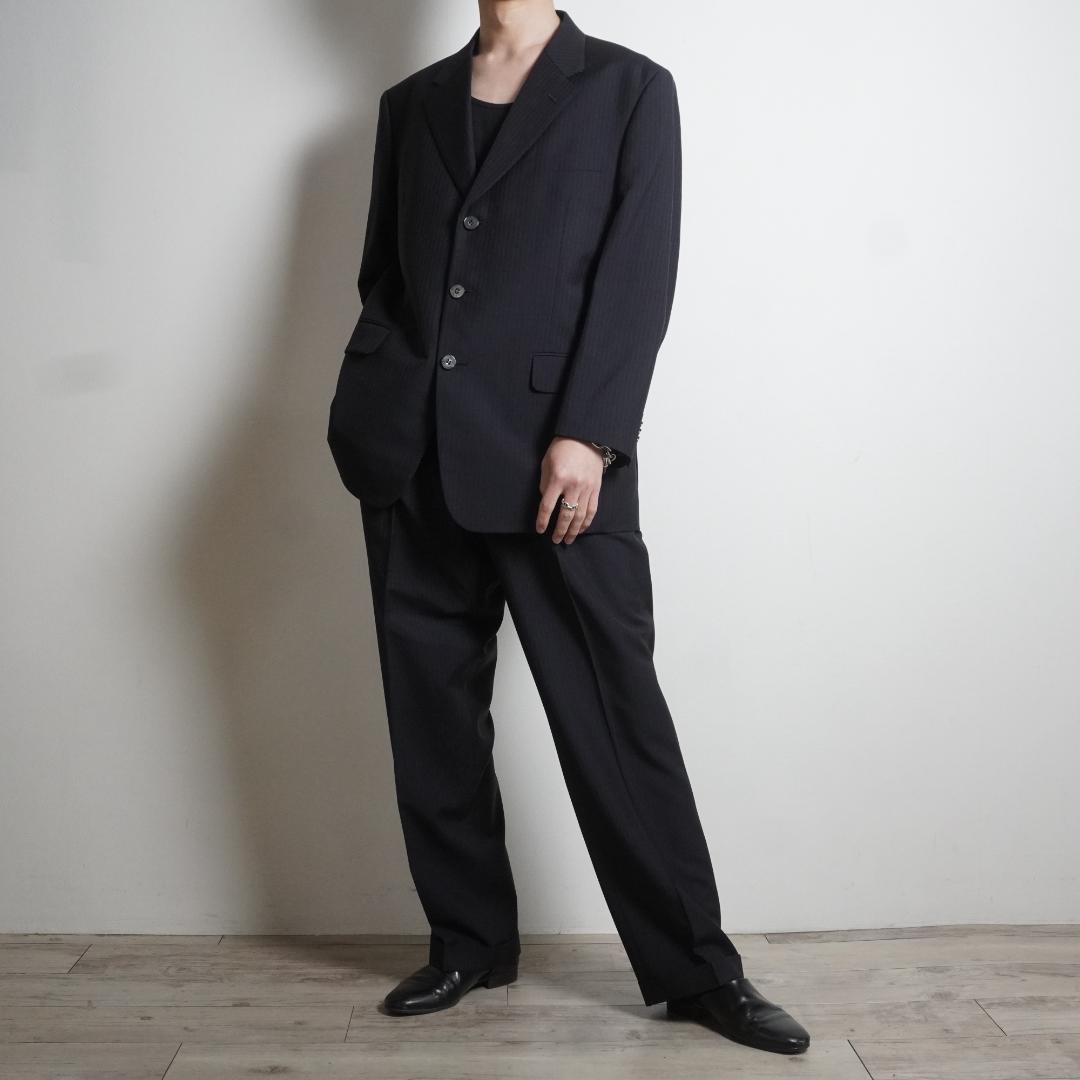 BALENCIAGA ストライプ柄シングルセットアップスーツ 黒/UW167