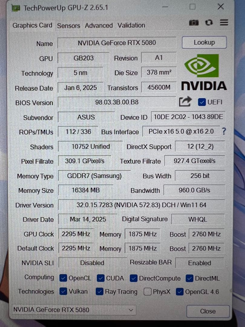 【中古】ASUS ROG ASTRAL RTX 5080 OC