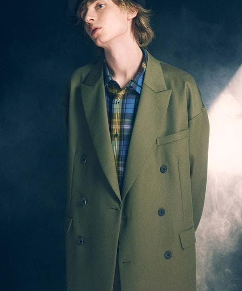 メゾンスペシャル ウールシャンブレーピークドラペルダブルテーラードジャケット