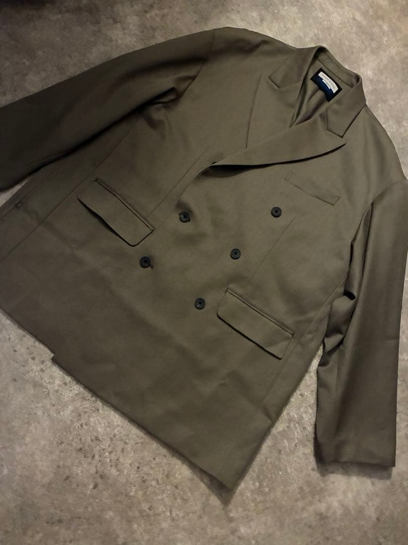 メゾンスペシャル ウールシャンブレーピークドラペルダブルテーラードジャケット