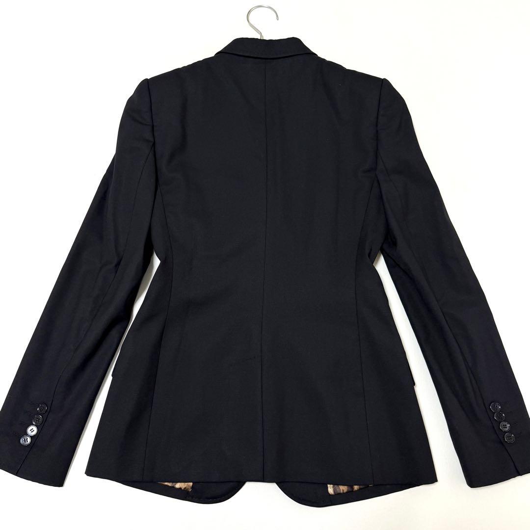 【ドルチェ＆ガッバーナ】レオパード柄テーラードジャケット（M）ブラック　シェイプ