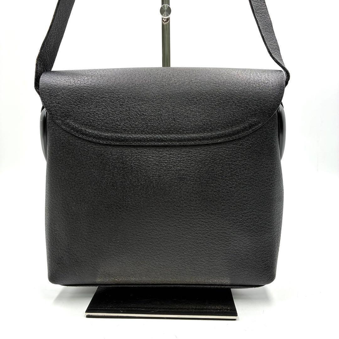 美品 GUCCI ワンショルダーバッグ 肩掛け フラップ レザー ブラック