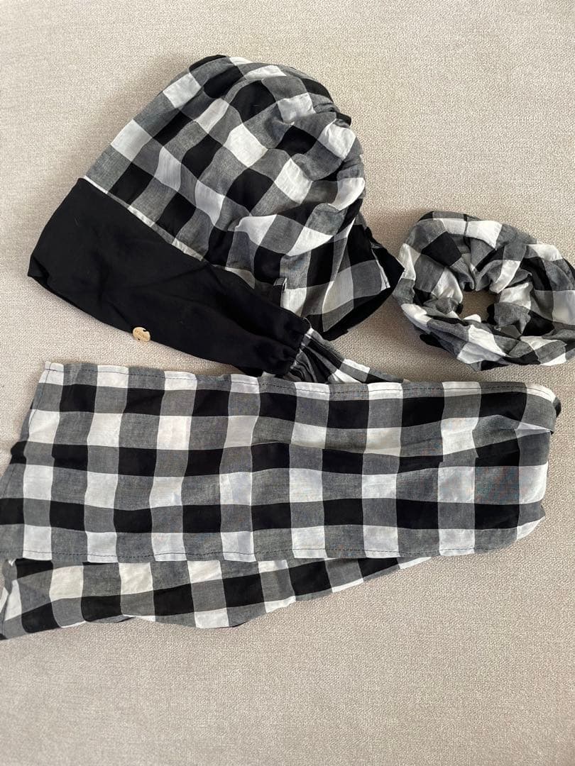 baren 前髪スカーフハット　ギンガムブラック